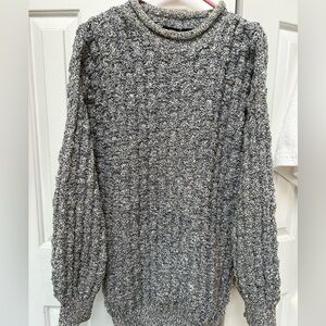 Dockers Blue/White womens Sweater Rolled Collar woven cable design, large